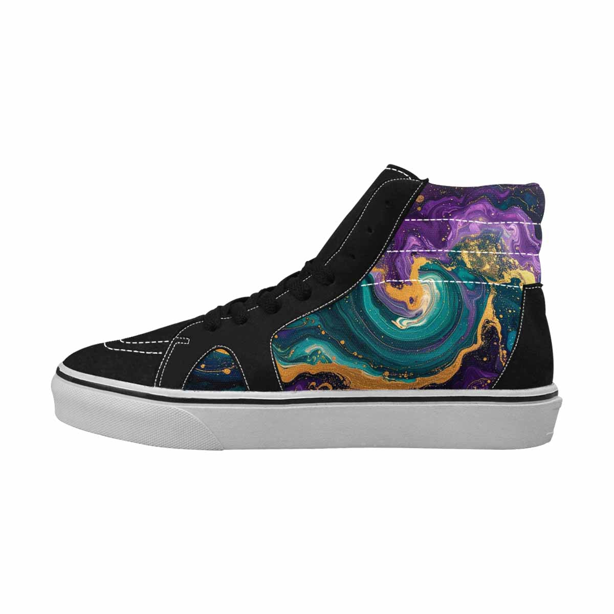 MEN'S Marble Galaxy Swirl High Top Canvas Vibrant Chaos Custom Sneakers