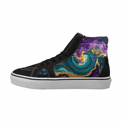 MEN'S Marble Galaxy Swirl High Top Canvas Vibrant Chaos Custom Sneakers