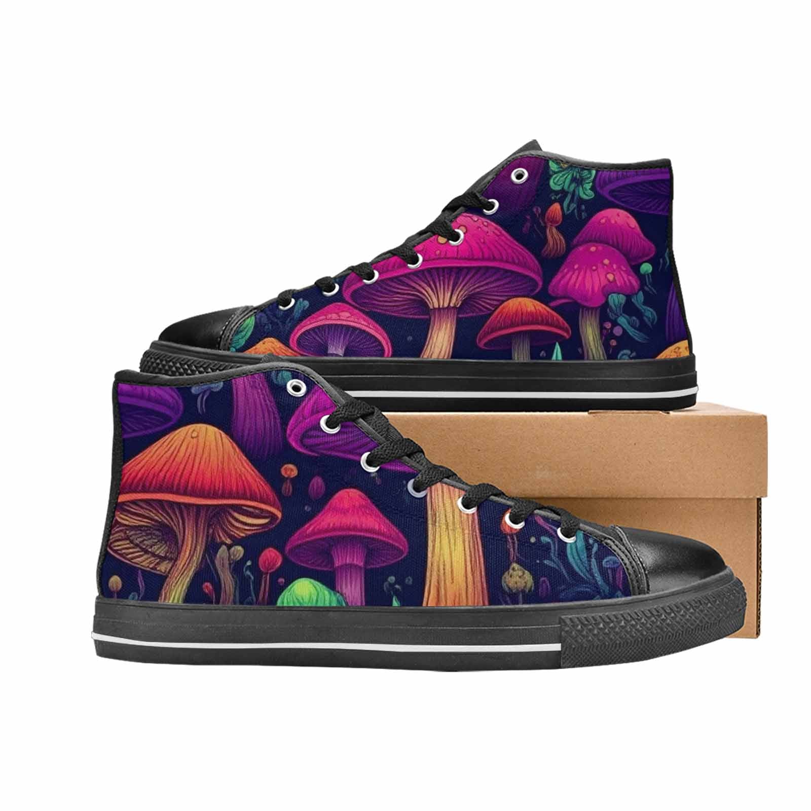 MEN'S Psychedelic Mushroom High Top Canvas Cottagecore Custom Sneakers