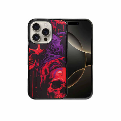 iPhone 16 Pro Case — Red Purple Skeletons Neon Drip Melting, Custom Print Case Cover