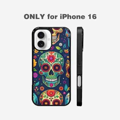 iPhone 16 Case — Rainbow Sugar Skull Weave, Custom Phone Case