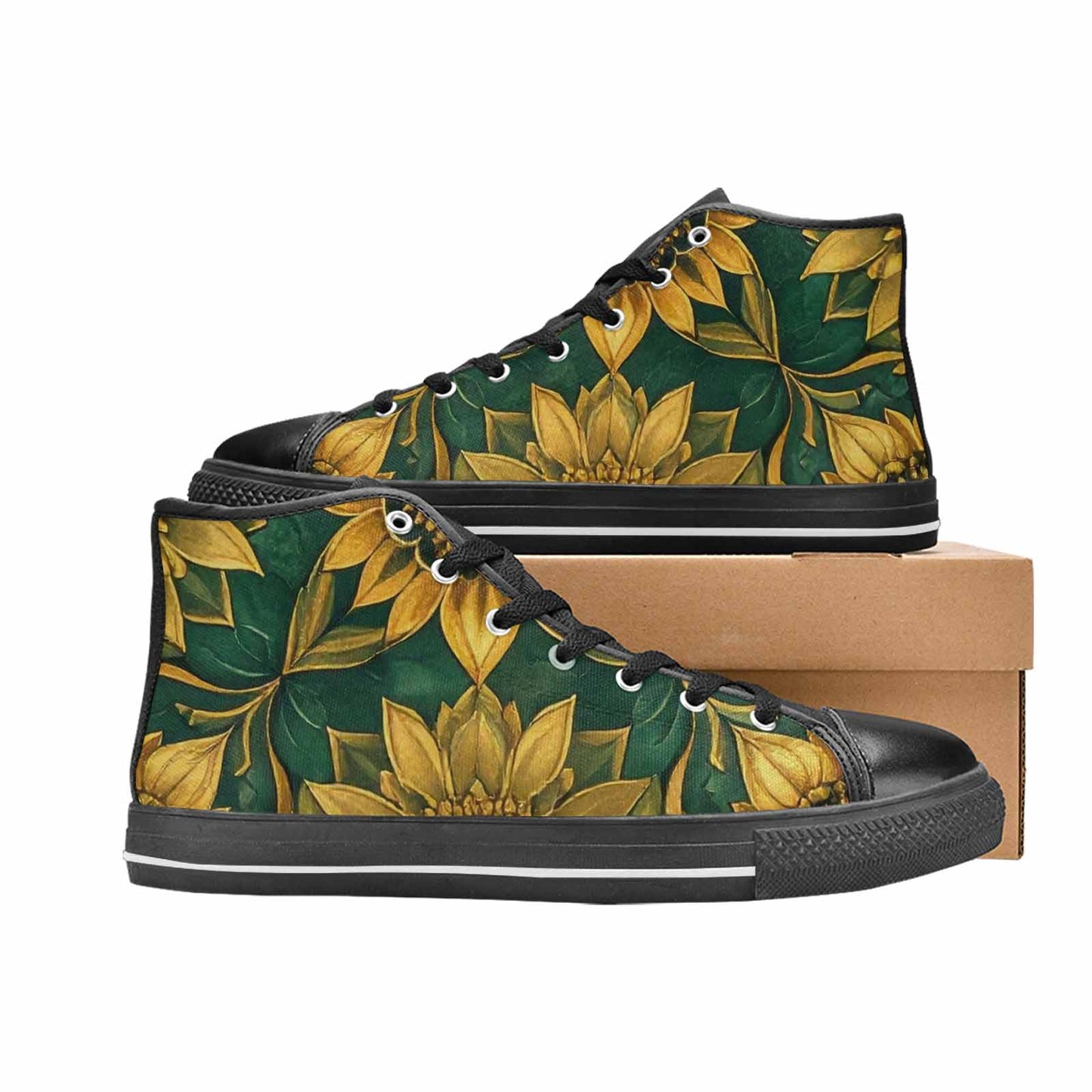 MEN'S Sunflower Mandala Kaleidoscope High Top Canvas Vibrant Chaos Shoes