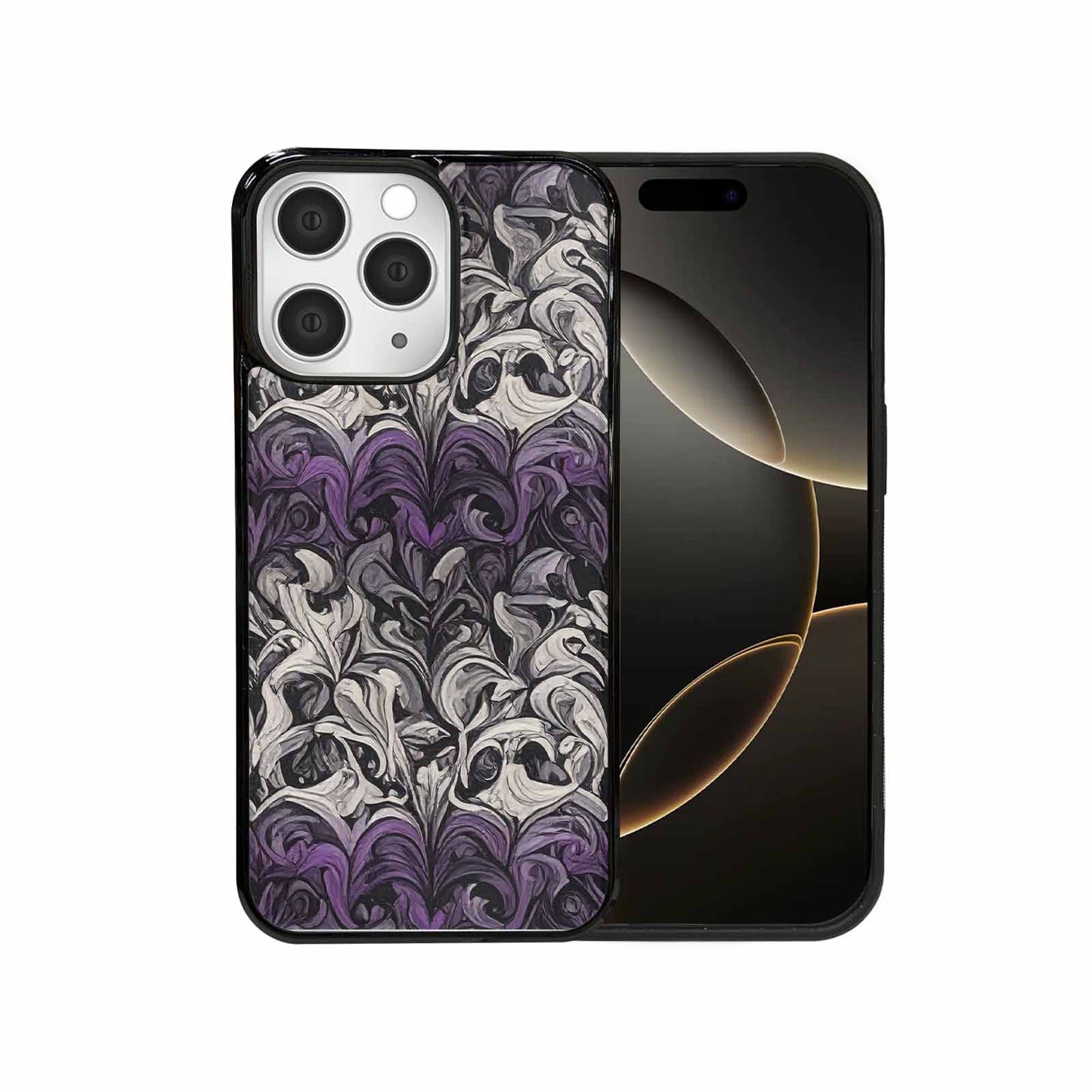 iPhone 15 Pro Max Case — Asexual Flag Color Theme Small Rainbow, Unique Phone Case Design