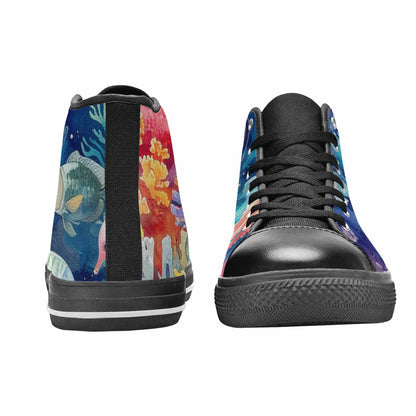 MEN'S Fish Scale Coral High Top Canvas Neon Fantasy Custom Sneakers
