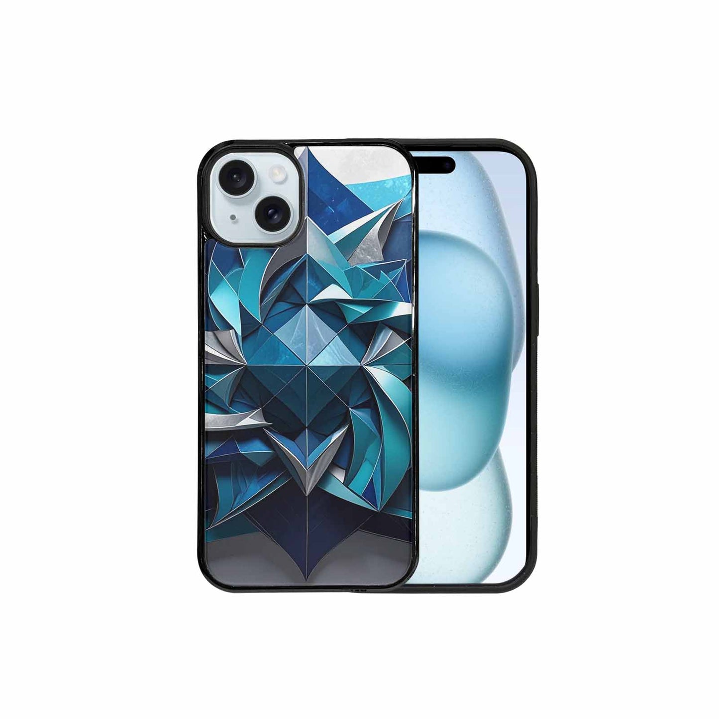 iPhone 15 Plus Case — Geometric Origami Art Pattern, Customized Protective Case