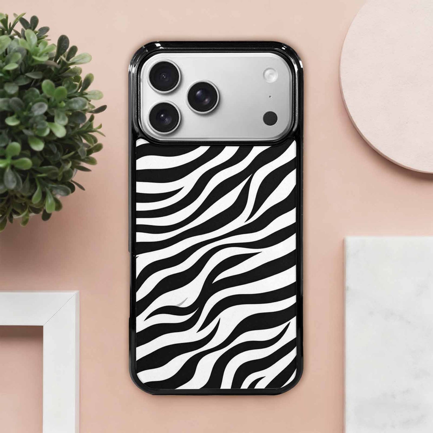 iPhone 17 Pro Max Case — Zebra Print Black White Custom Animal, Customized Protective Case