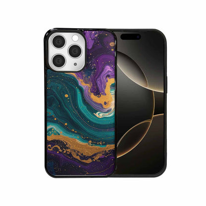 iPhone 15 Pro Max Case — Marbled Swirl Texture Blended With Galaxy, Unique Phone Case Design