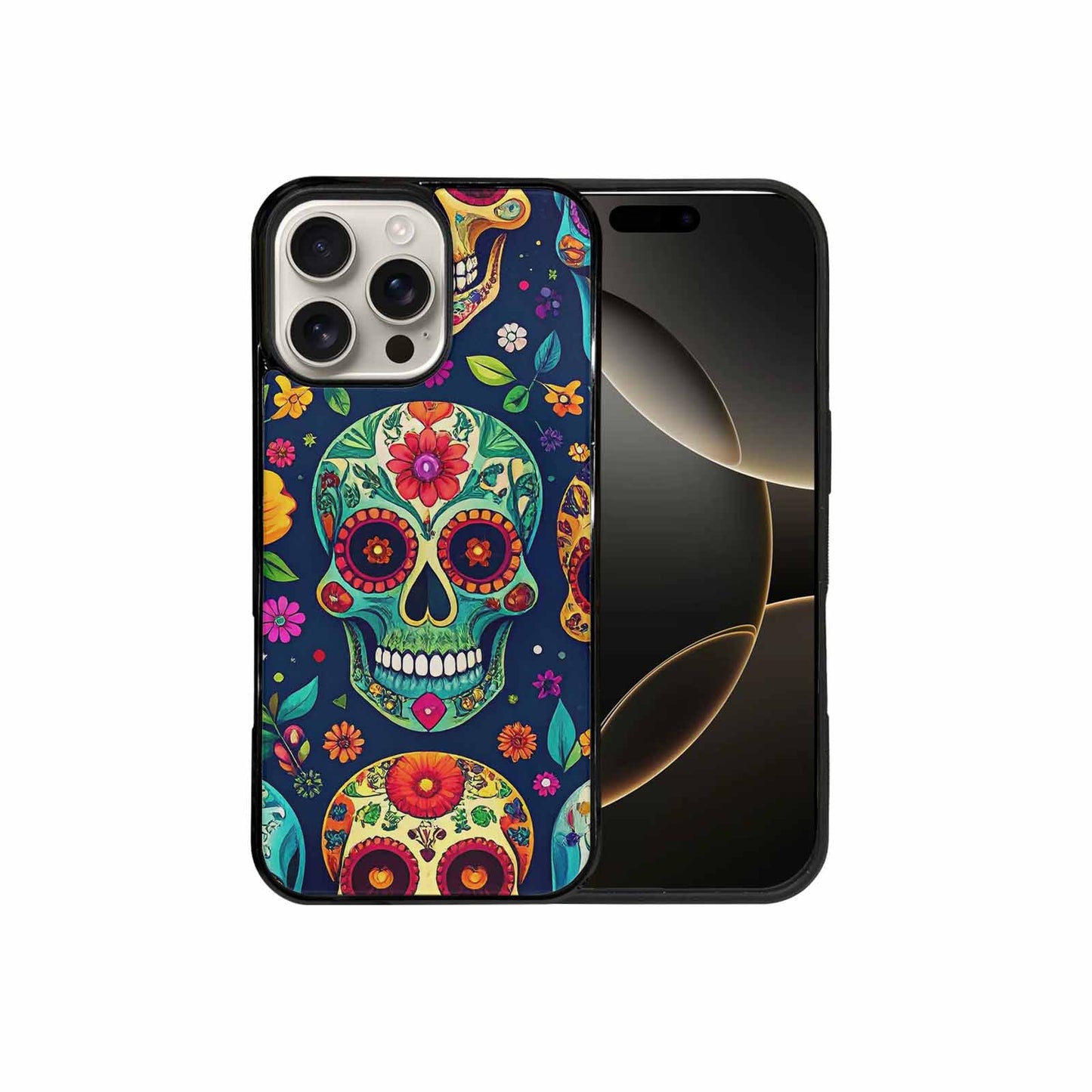 iPhone 16 Pro Max Case — Rainbow Sugar Skull Weave, Original Design Phone Case