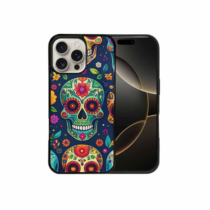 iPhone 16 Pro Max Case — Rainbow Sugar Skull Weave, Original Design Phone Case