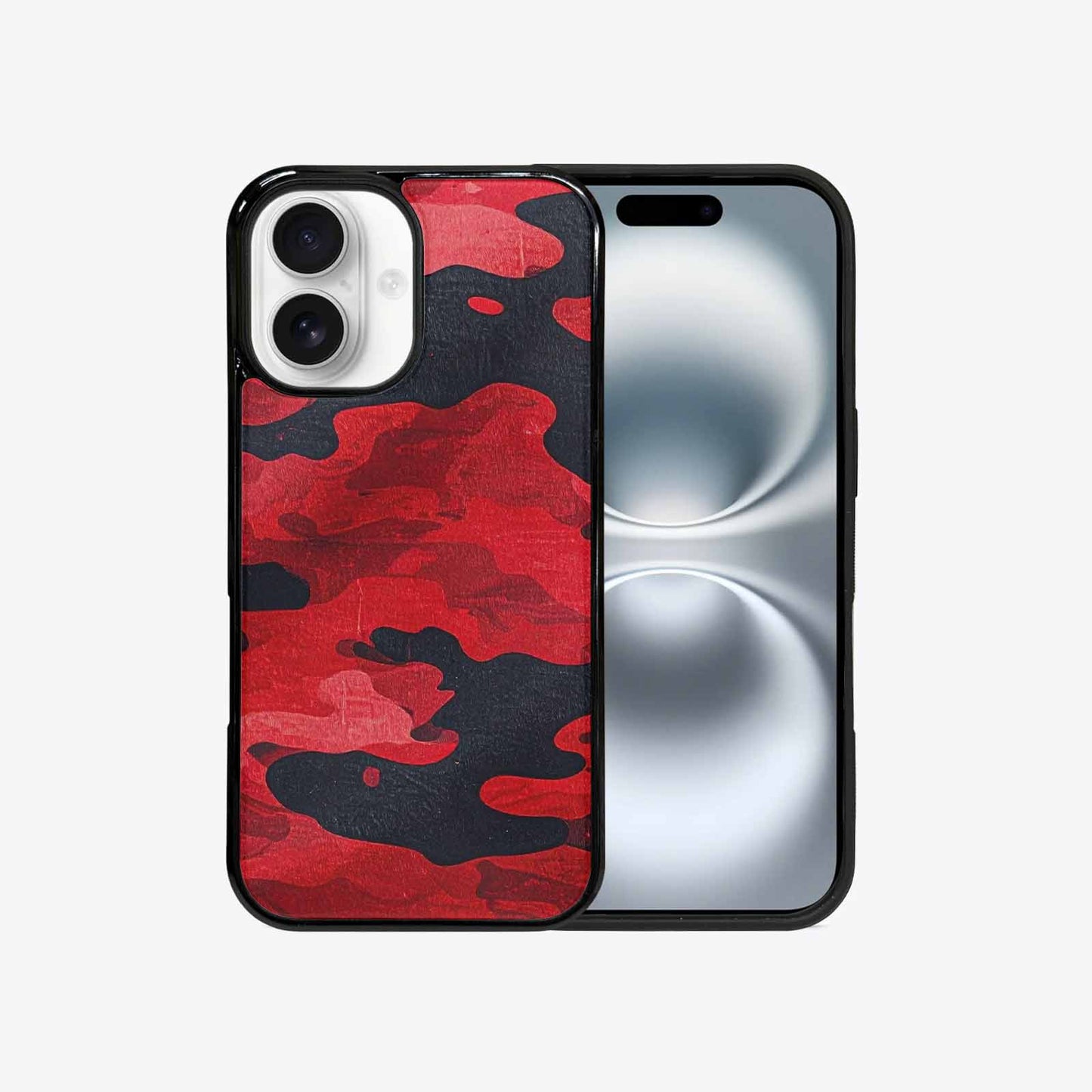 iPhone 16 Case — Tactical Camo Red Black, Custom Phone Case