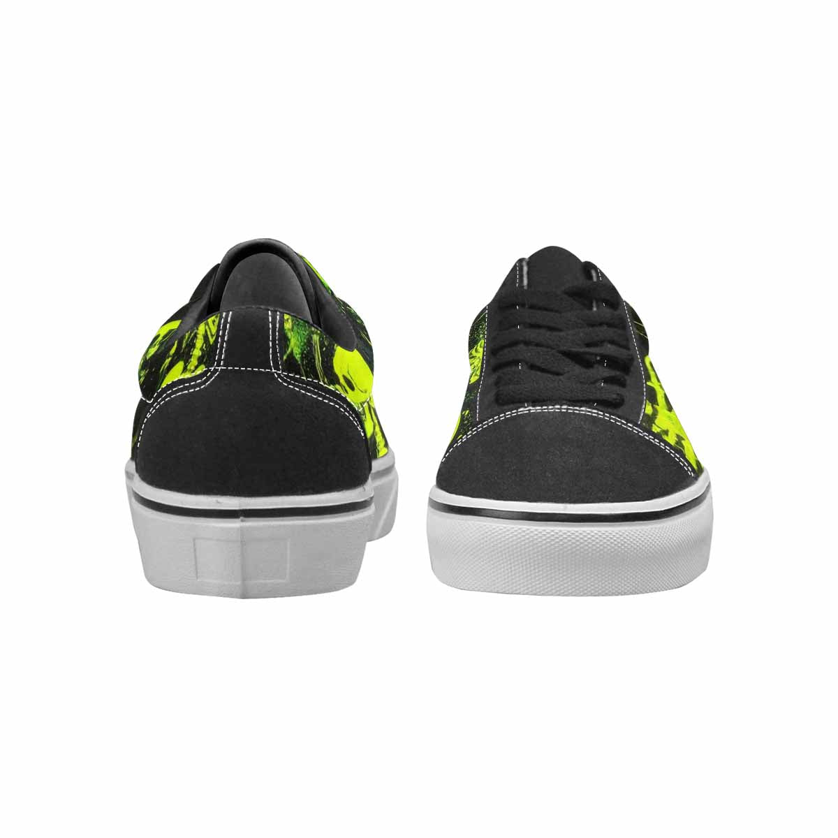 WOMEN'S Skeletons × Neon Green Lace-Up Canvas Kaleidoscope Custom Sneakers