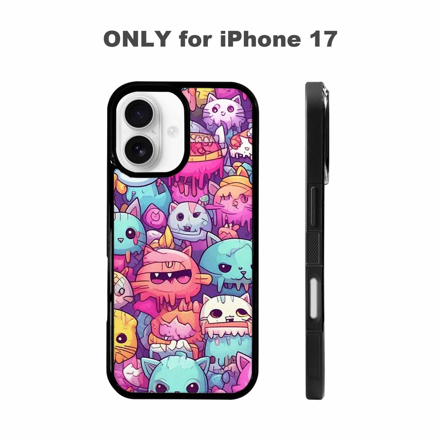 iPhone 17 Case — Pastel Gore Cat Character Original Art, Custom Made Phone Cover