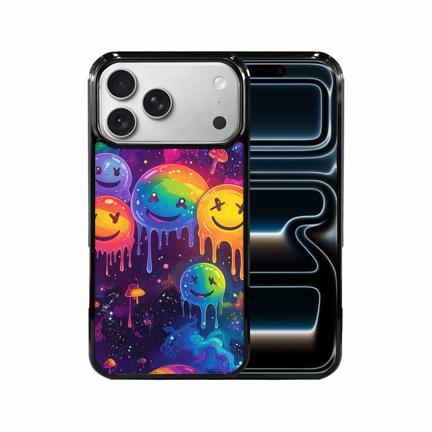 iPhone 17 Pro Max Case — Melting Rainbow Smiley Faces Original Art, Custom Made Phone Cover