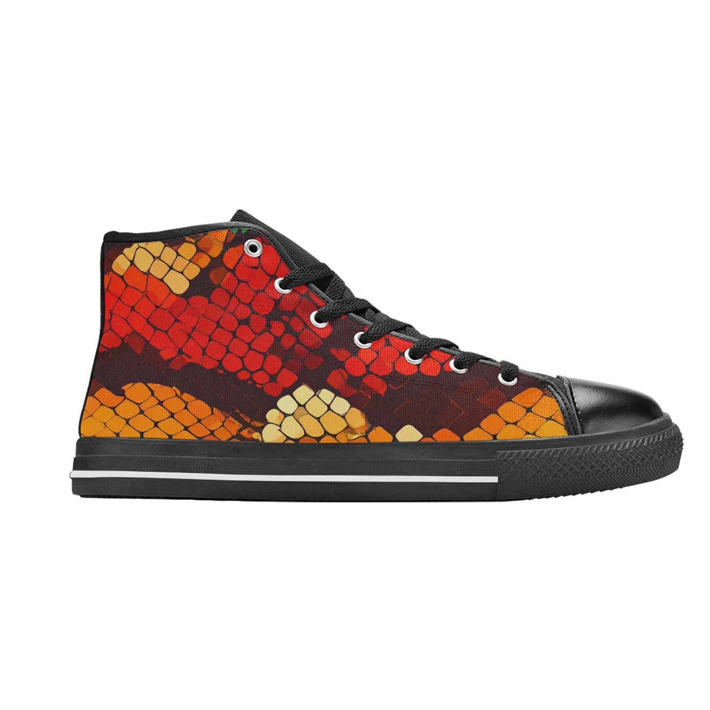 MEN'S Dark Snake Print High Top Canvas Surreal Custom Sneakers