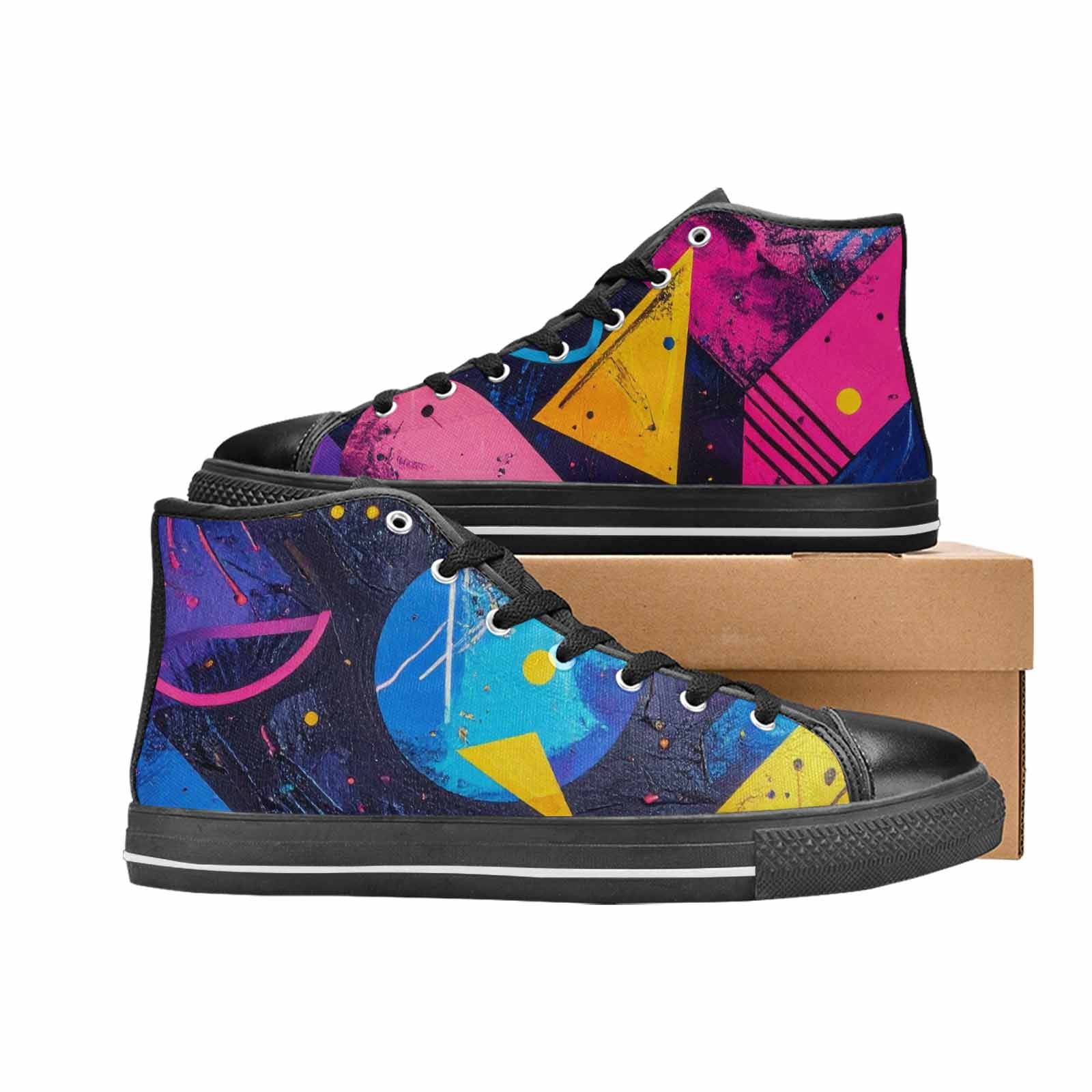 MEN'S Memphis Squiggles Triangles Dots High Top Canvas Dreamcore Shoes