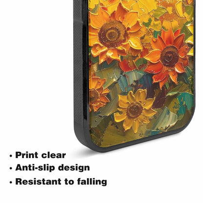 iPhone 15 Plus Case — Impressionist Sunflower Brushstroke Pattern Hundreds Of, Custom Art Phone Cover