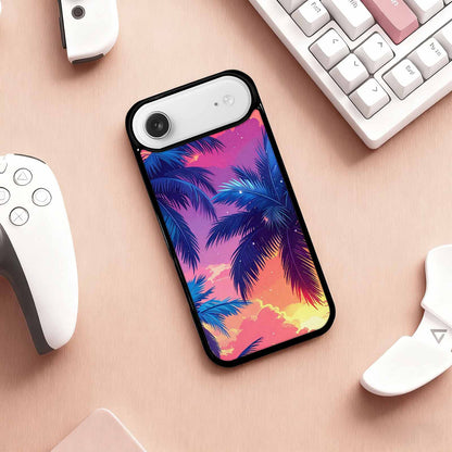 iPhone 17 Air Case — Chrome Bling Palm Tree Original Art, Custom Print Case Cover