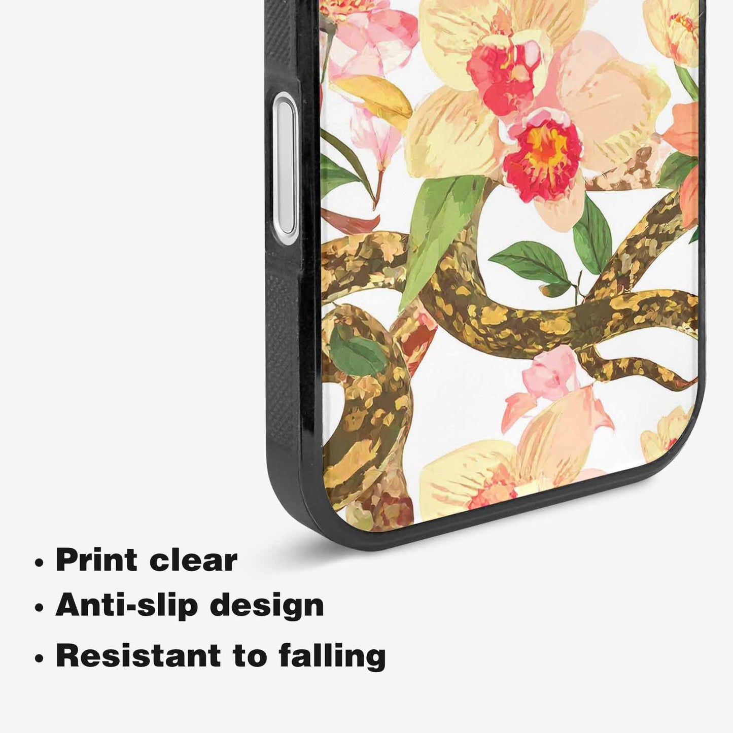 iPhone 16 Plus Case — Floral Snake Print, Custom Made Phone Cover