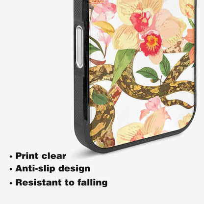 iPhone 16 Plus Case — Floral Snake Print, Custom Made Phone Cover