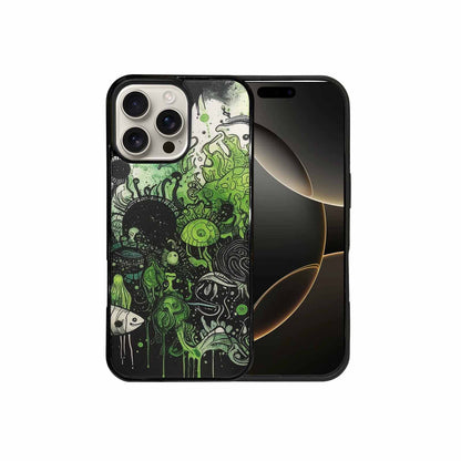iPhone 16 Pro Max Case — Sea Creature Burst Black Green Ink, Custom Designed Case Cover