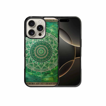 iPhone 16 Pro Case — Green Mandala Bohemian Print Edge To, Personalized Phone Case