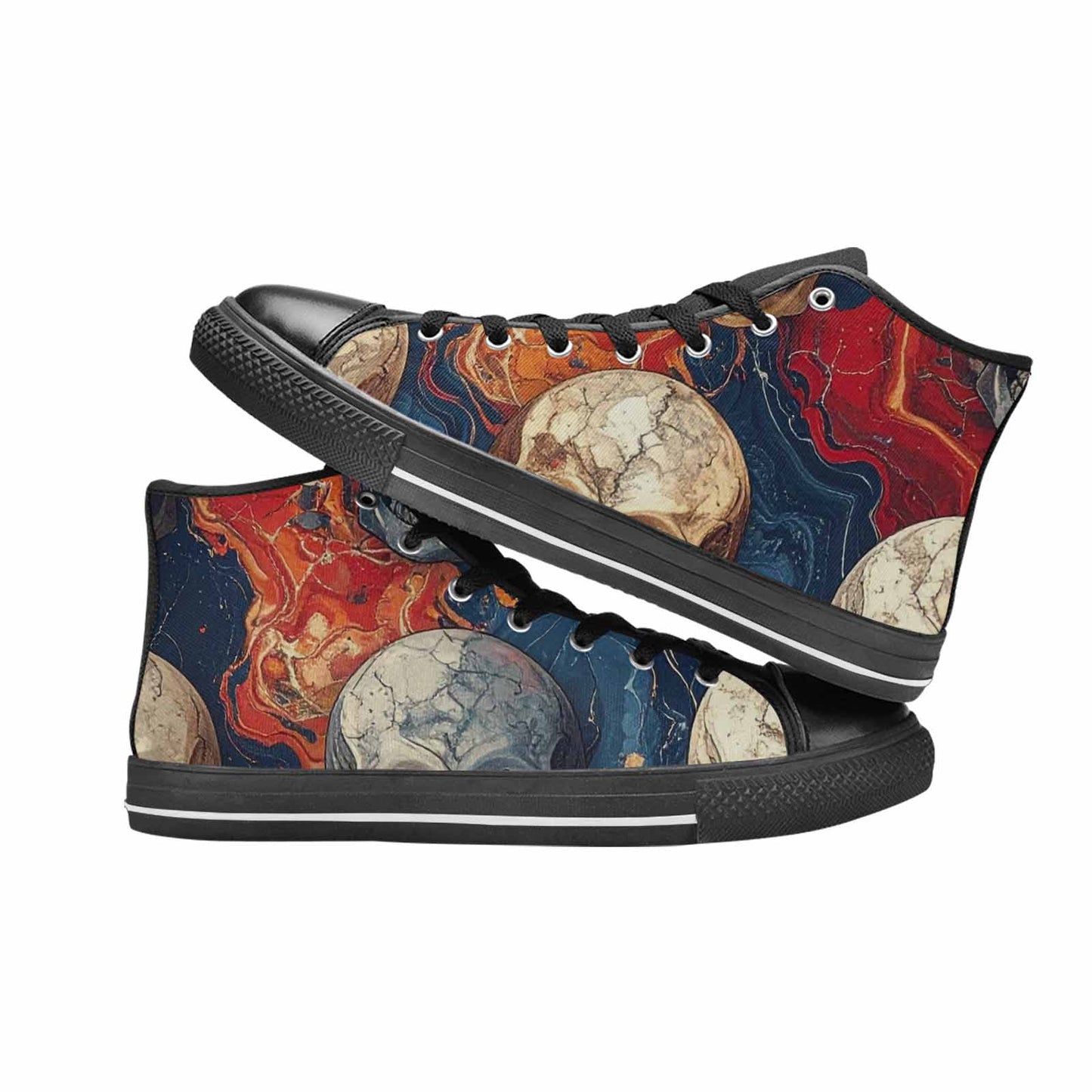 MEN'S Marble Skull High Top Canvas Neon Fantasy Custom Shoes
