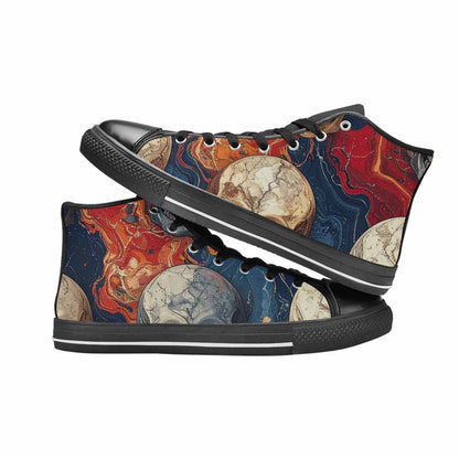 MEN'S Marble Skull High Top Canvas Neon Fantasy Custom Shoes