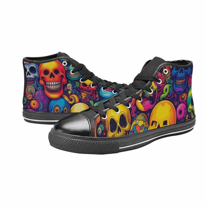 WOMEN'S Skeleton People Face High Top Canvas Y2K Custom Sneakers