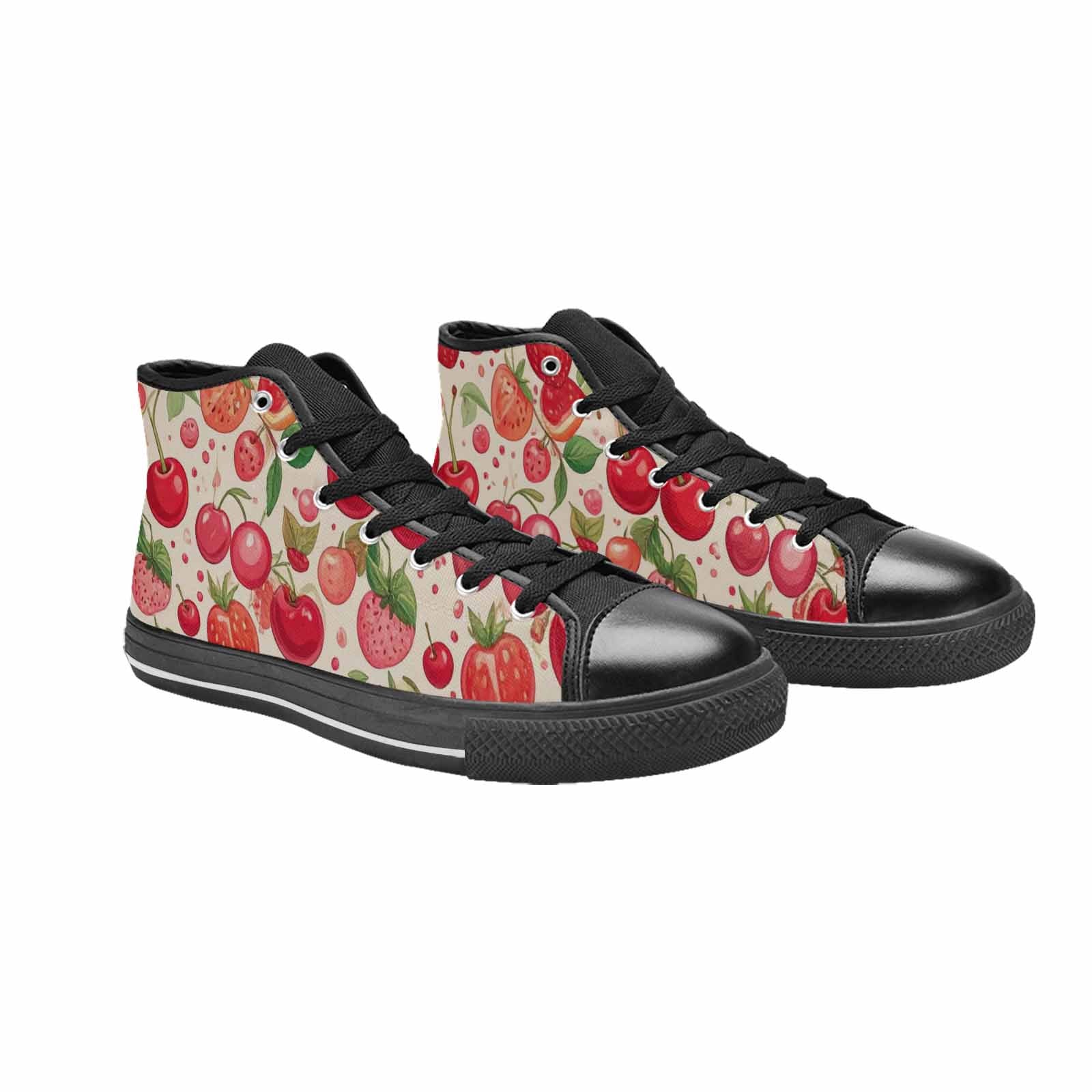 WOMEN'S Cherry Fruit Print High Top Canvas Dark Academia Shoes