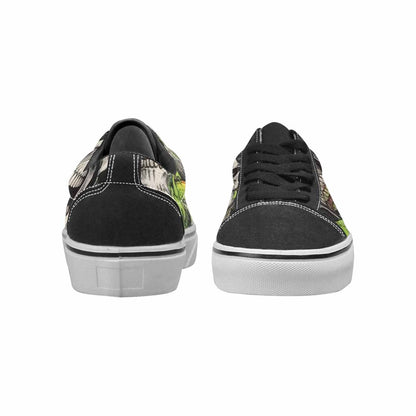 WOMEN'S Skulls Black & Green Ink Canvas One Of A Kind Y2K Custom Sneakers