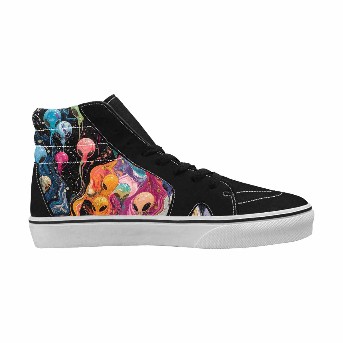 MEN'S Aliens  Marble Aliens High Top Canvas Vibrant Chaos Custom Sneakers