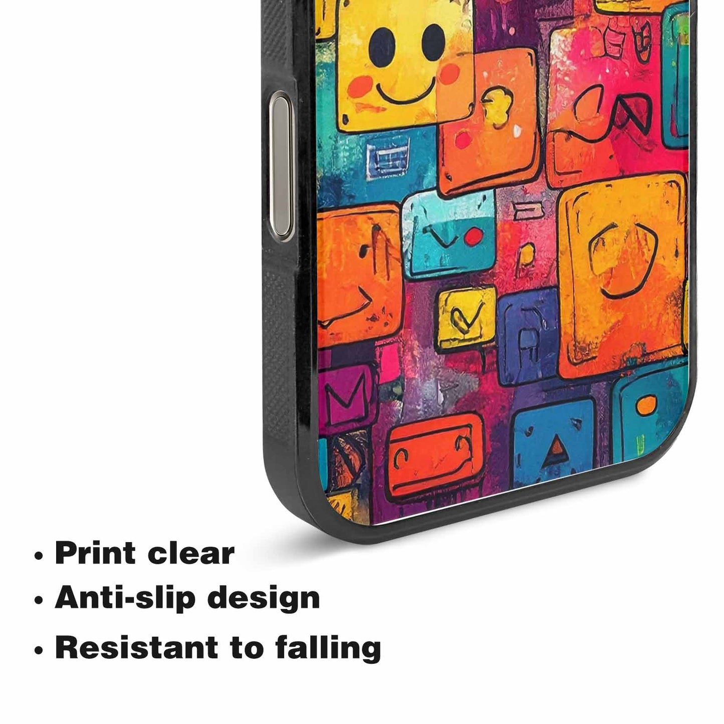 iPhone 15 Pro Max Case — Hand Drawn Icon Doodle Pattern Hundreds, Custom Designed Case Cover