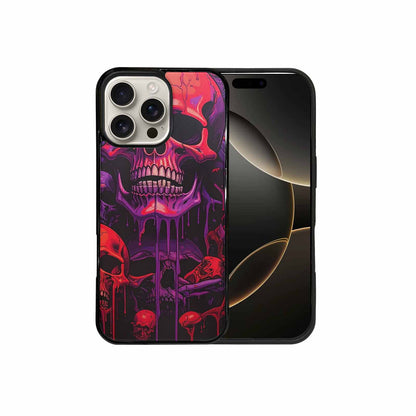 iPhone 16 Pro Max Case — Red Purple Skeletons Neon Drip Melting, Custom Printed Phone Case