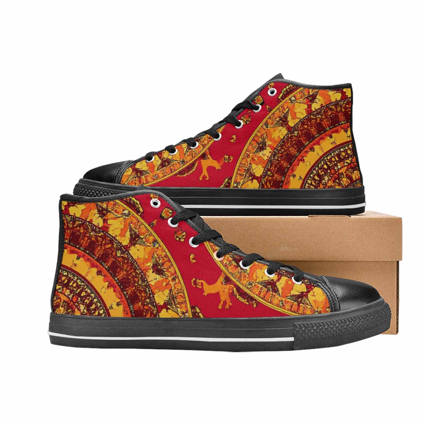 MEN'S Mandala Lions High Top Canvas Grunge Sneakers