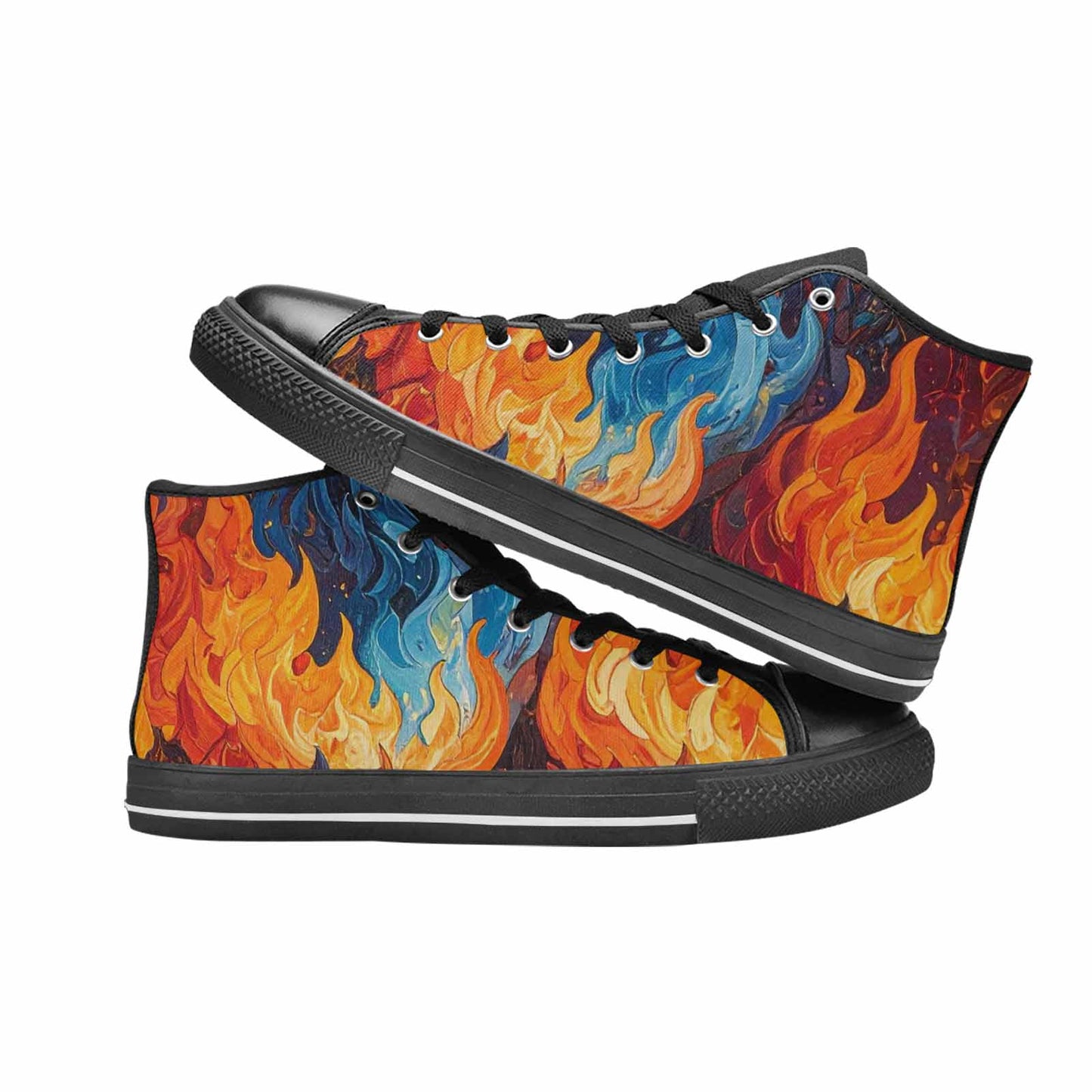 WOMEN'S Fire Flame High Top Canvas Vivid Custom Shoes