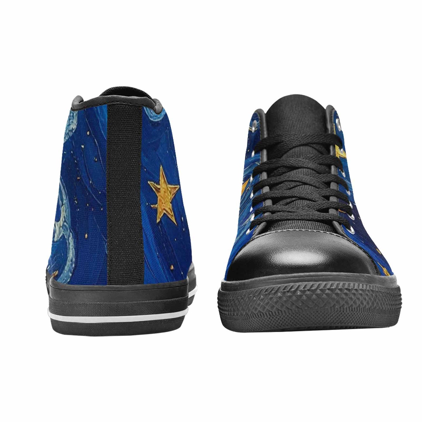 WOMEN'S Starry Night Galaxy High Top Canvas Vibrant Chaos Custom Sneakers