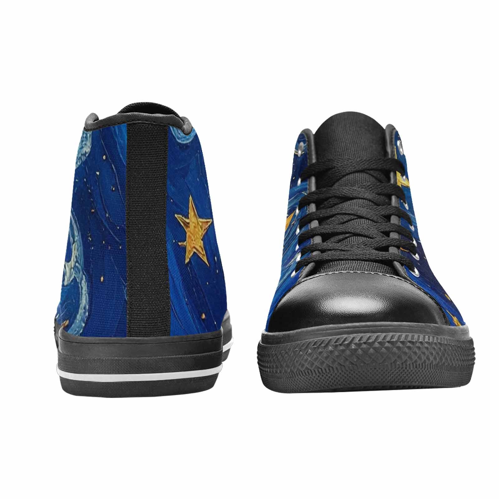WOMEN'S Starry Night Galaxy High Top Canvas Vibrant Chaos Custom Sneakers