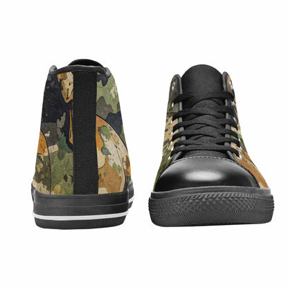 WOMEN'S Military Camo Skull High Top Canvas Wallpaper Art Shoes