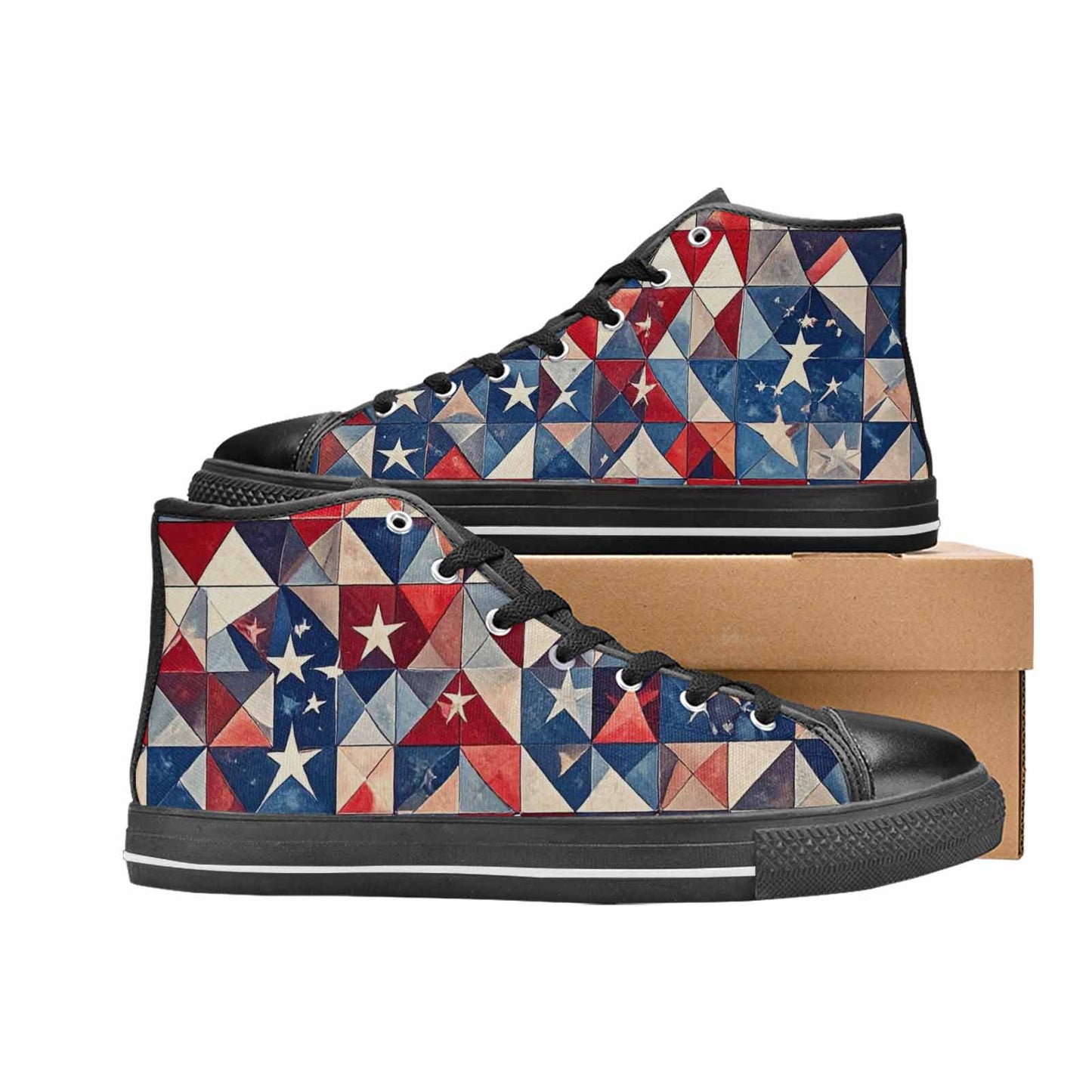MEN'S American Flag Stars High Top Canvas Dreamcore Custom Sneakers