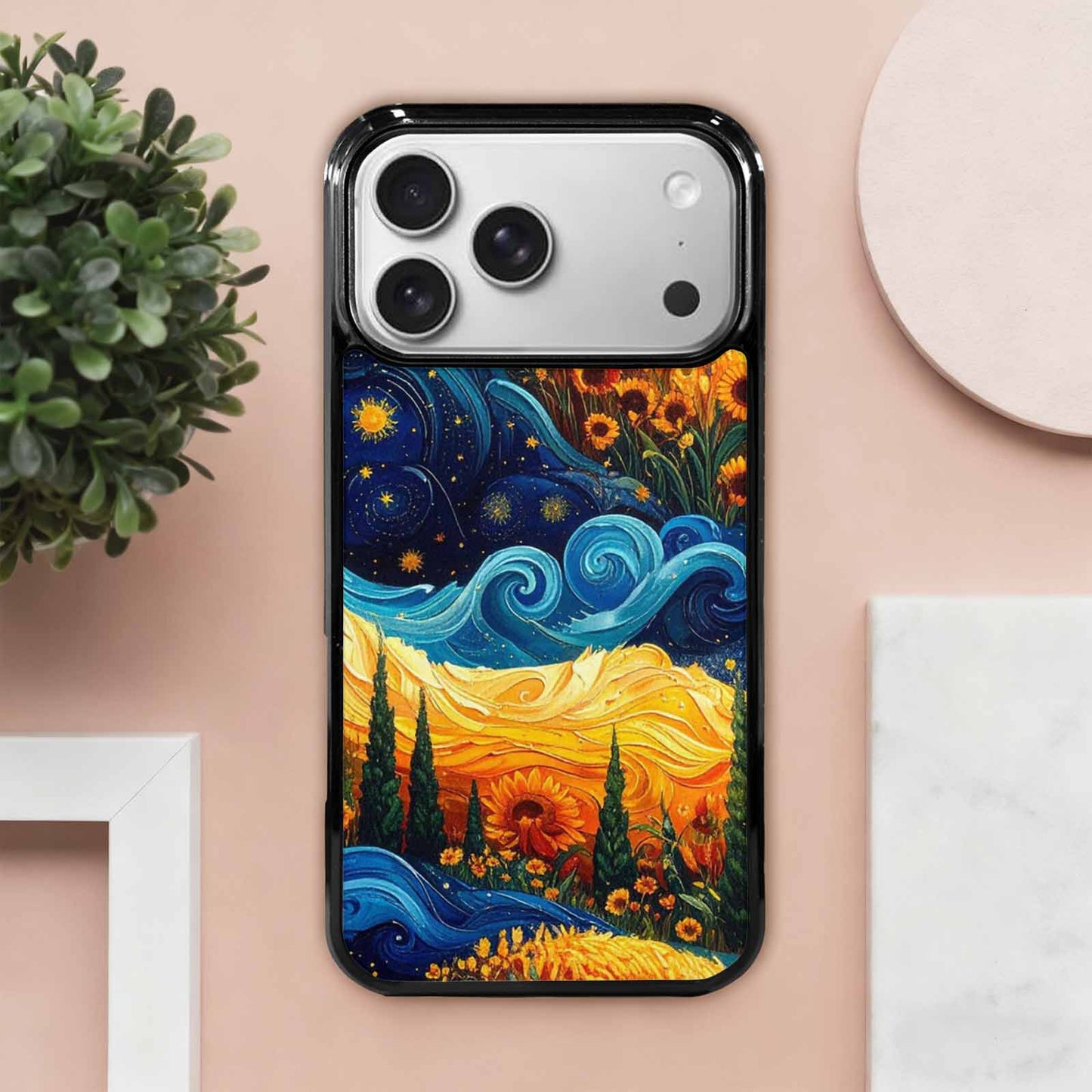 iPhone 17 Pro Max Case — Small Van Gogh Style Galaxy Space, Custom Printed Phone Case