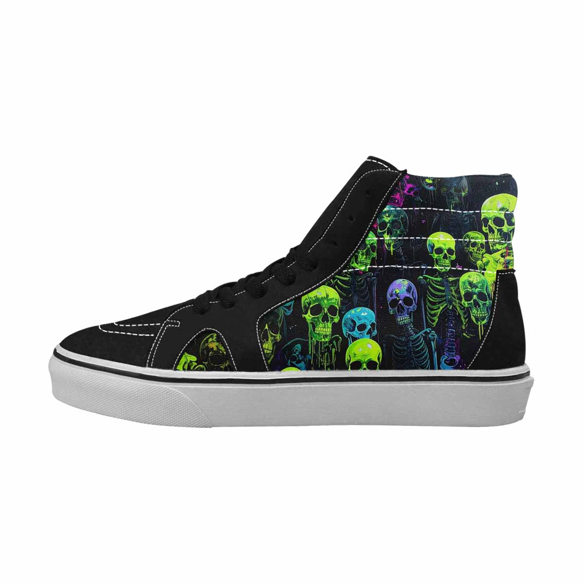 MEN'S Skeletons  Neon Green High Top Canvas Dark Academia Sneakers