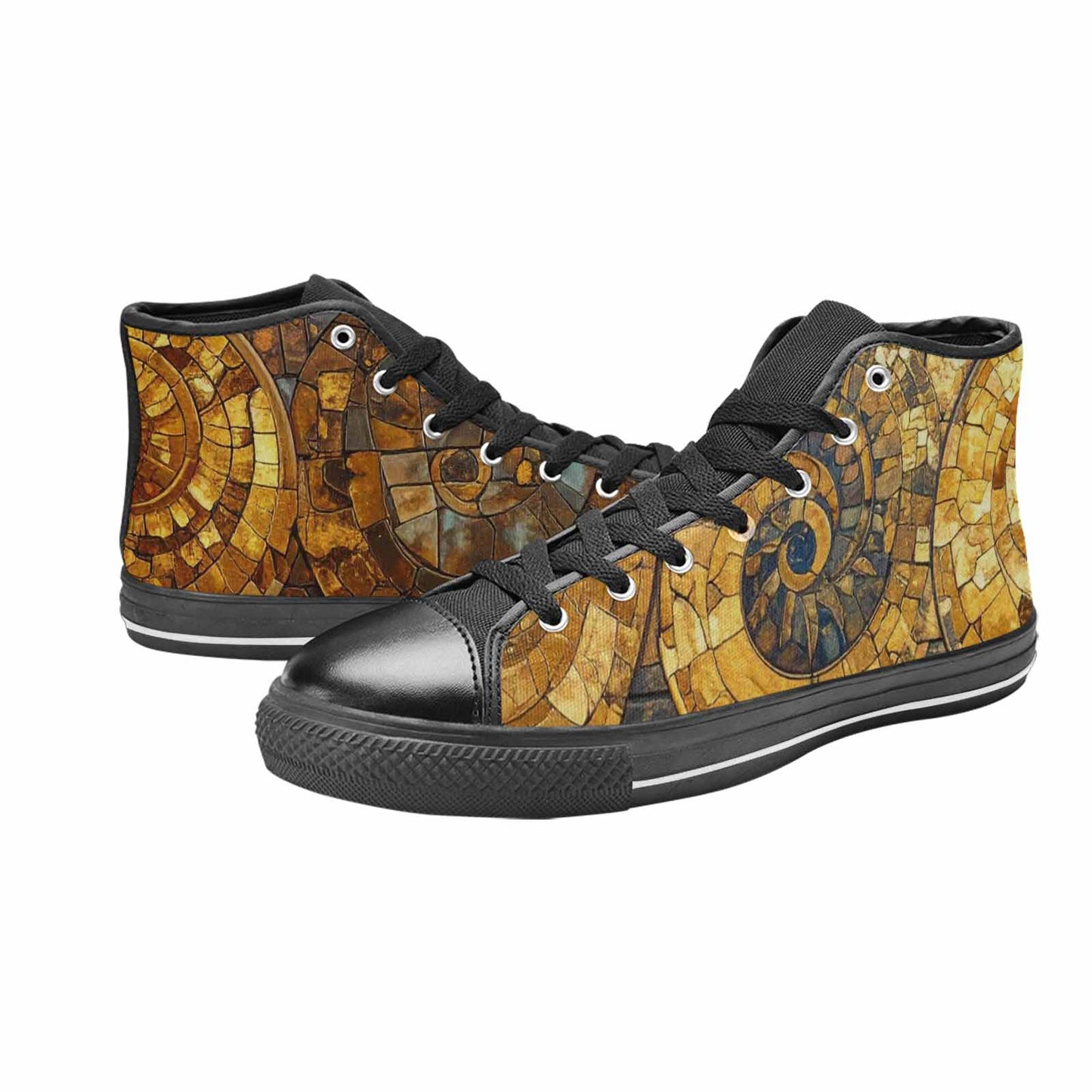 WOMEN'S Klimt-Style Gold Leaf High Top Canvas Dark Academia Custom Sneakers
