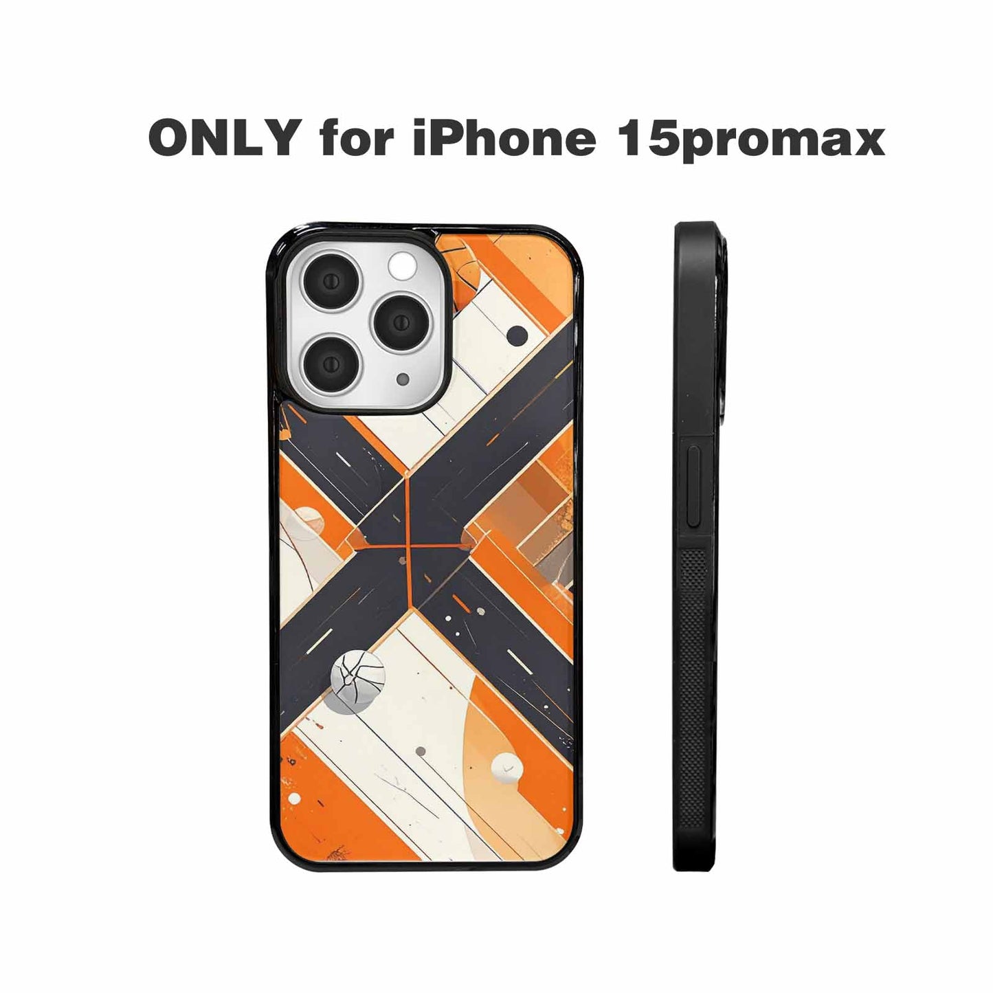 iPhone 15 Pro Max Case — Basketball Pattern Court Lines And Balls, Custom Printed Phone Case