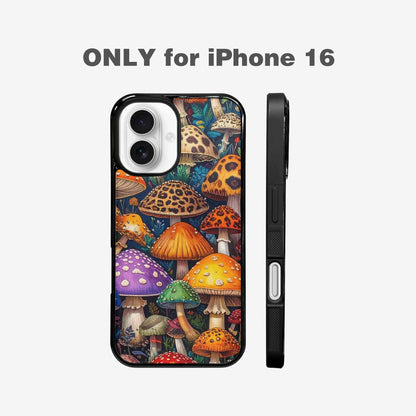 iPhone 16 Case — Mushrooms Pattern Hundreds Of 0x7, Custom Designed Case Cover