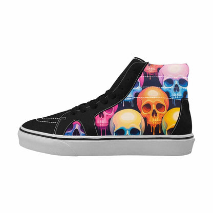 WOMEN'S Dripping Candy Skulls High Top Canvas Wallpaper Art Custom Sneakers