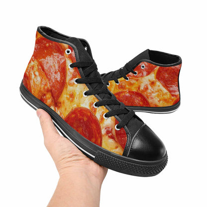 MEN'S Pepperoni Pizza Print High Top Canvas Vivid Custom Sneakers