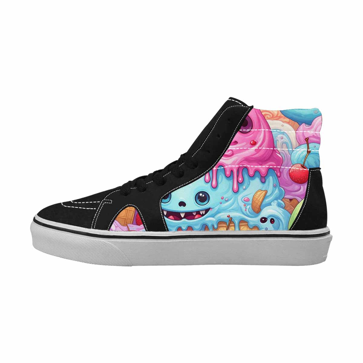 WOMEN'S Melting Icecream Monster Cherry High Top Canvas Vivid Custom Sneakers