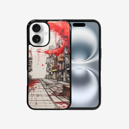 iPhone 16 Case — Liminal Space Fragment Black Red Ink, Custom Made Phone Cover