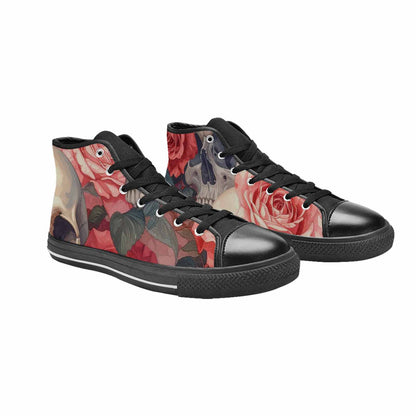 WOMEN'S Skulls Roses Soft Airbrush High Top Canvas Surreal Shoes