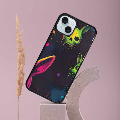 iPhone 15 Plus Case — Radioactive Ghost Bunny Skull Sm, Original Design Phone Case